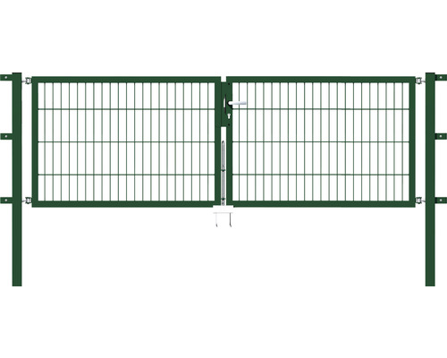 Portillon double ALBERTS Flexo 250 x 80 cm 6/5/6 dormant 40x40 avec poteaux 6 x 6 cm vert