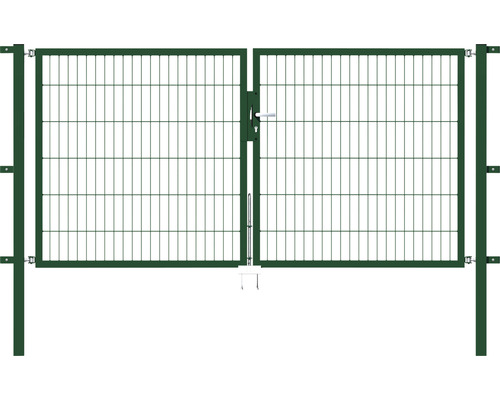 Portillon double ALBERTS Flexo 250 x 120 cm 6/5/6 dormant 40x40 avec poteaux 6 x 6 cm vert