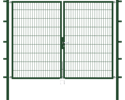 Portillon double ALBERTS Flexo 250 x 180 cm 6/5/6 dormant 40x40 avec poteaux 6 x 6 cm vert