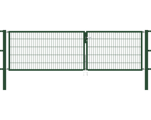 Portillon double ALBERTS Flexo 350 x 100 cm 6/5/6 dormant 40x40 avec poteaux 8 x 8 cm vert