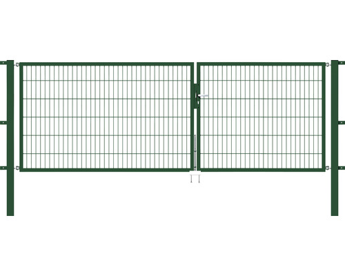Portillon double ALBERTS Flexo 350 x 120 cm 6/5/6 dormant 40x40 avec poteaux 8 x 8 cm vert