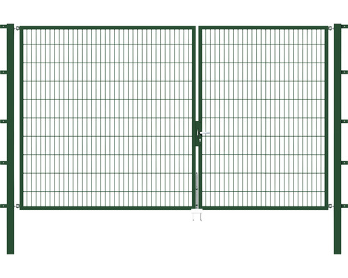 Portillon double ALBERTS Flexo 350 x 200 cm 6/5/6 dormant 40x40 avec poteaux 8 x 8 cm vert
