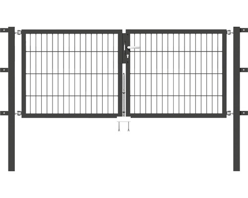 Portillon double ALBERTS Flexo 200 x 80 cm 6/5/6 dormant 40x40 poteaux 6 x 6 cm anthracite