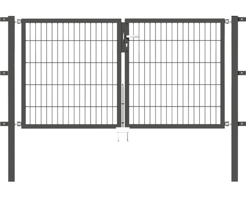 Portillon double ALBERTS Flexo 200 x 100 cm 6/5/6 dormant 40x40 avec poteaux 6 x 6 cm anthracite