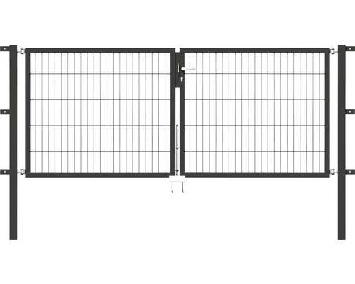 Portillon double ALBERTS Flexo 250 x 100 cm 6/5/6 dormant 40x40 avec poteaux 6 x 6 cm anthracite