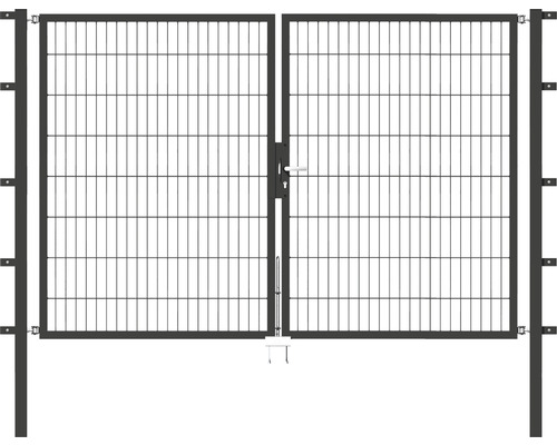 Portillon double ALBERTS Flexo 250 x 160 cm 6/5/6 dormant 40x40 avec poteaux 6 x 6 cm anthracite