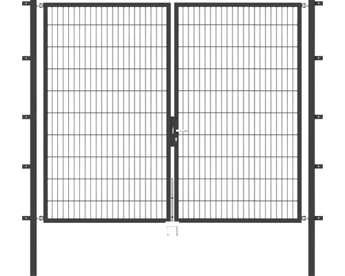 Portillon double ALBERTS Flexo 250 x 200 cm 6/5/6 dormant 40x40 avec poteaux 6 x 6 cm anthracite