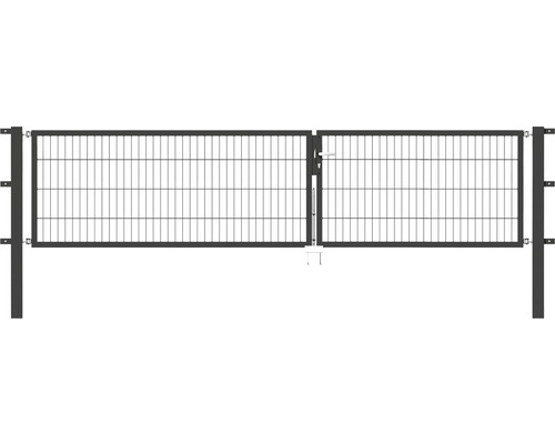 Portillon double ALBERTS Flexo 6/5/6 350 x 80 cm y compris poteaux 8 x 8 cm anthracite