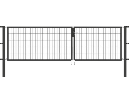 Portillon double ALBERTS Flexo 350 x 100 cm 6/5/6 dormant 40x40 avec poteaux 8 x 8 cm anthracite