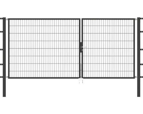 Portillon double ALBERTS Flexo 350 x 160 cm 6/5/6 dormant 40x40 avec poteaux 8 x 8 cm anthracite