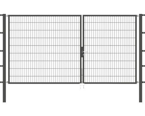 Portillon double ALBERTS Flexo 350 x 180 cm 6/5/6 dormant 40x40 avec poteaux 8 x 8 cm anthracite