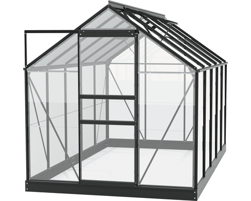 Serre avec porte ouverte et parois transparentes