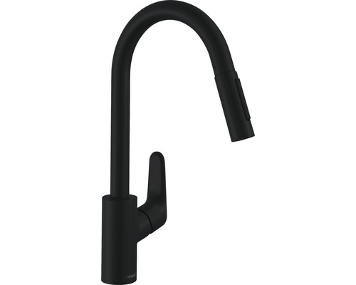 Robinetterie de cuisine avec douchette hansgrohe FOCUS M41 noir mat 31815670 Robinet de cuisine noir avec douchette extractible