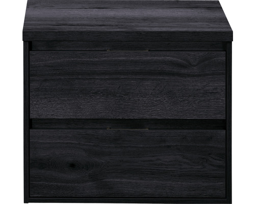 Meuble sous-vasque Sanox Porto couleur de façade black oak 70 x 59 x 50 cm avec plan vasque