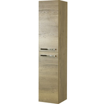 Hochschrank im Badezimmer mit Holzoptik und zwei Türen