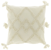Coussin décoratif avec motif losanges et pompons