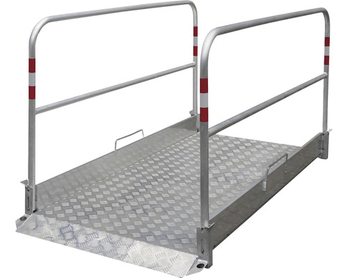 Passerelle aluminium anti-dérapante plaque antidérapante en alu 3/4 mm avec rampe d'accès 220 x 100 cm