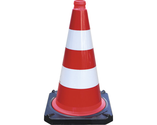 Cône de signalisation BASt certifié selon TL PVC deux pièces film totalement réfléchissant type RA1/A rouge et blanc Ø 36 cm 40 x 75 cm