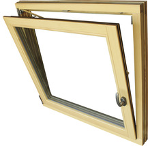 Fenêtre en bois 1 vantail ARON Renova pin laqué S10 osier 1200x1200 mm tirant gauche-thumb-4