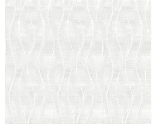 Papier peint intissé 5730 Patent Decor Green Label graphique blanc Papier peint avec motif ondulé