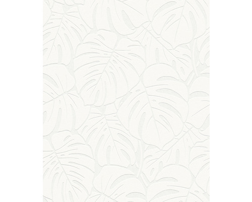 Vliestapete 9375 Patent Decor Floral weiß Weiße Tapete mit Monstera-Blatt-Motiv