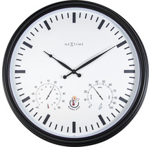 Horloge murale extérieure avec station météorologique tournesol noir Ø 50 x 8 cm