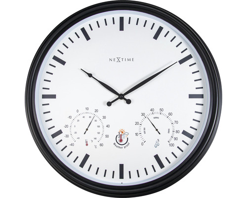 Horloge murale extérieure avec station météorologique tournesol noir Ø 50 x 8 cm Horloge murale avec thermomètre et hygromètre