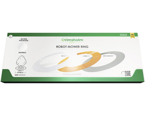 Emballage Grimsholm Green Robot Mower Ring avec variantes d''anneau en zinc, corten et graphite foncé