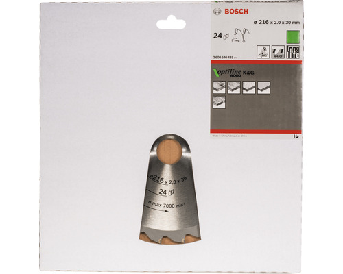 Lame de scie circulaire Bosch Optiline Wood diamètre 216 millimètres