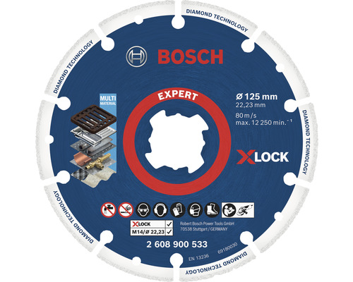Disque de tronçonnage diamanté Bosch Professional Expert Metall Ø 125x22,23mm Multi Construction, fixation X-LOCK