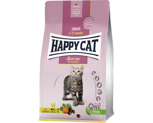 Croquettes pour chats HAPPY CAT Young Junior volaille 300 g Happy Cat Junior Farm Poultry, nourriture pour chats de 4 à 12 mois