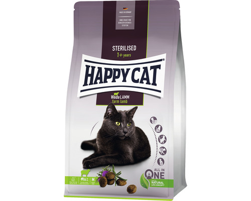 Croquettes pour chats, HAPPY CAT Sterilised agneau 300 g Happy Cat Sterilised Weide Lamm Aliments pour chats stérilisés à partir d''un an