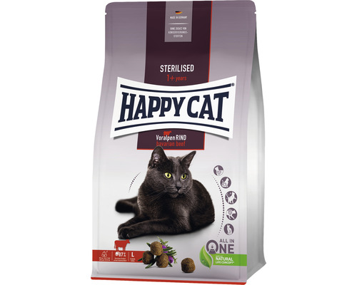 Croquettes pour chats, HAPPY CAT Sterilised Adult bœuf 300 g