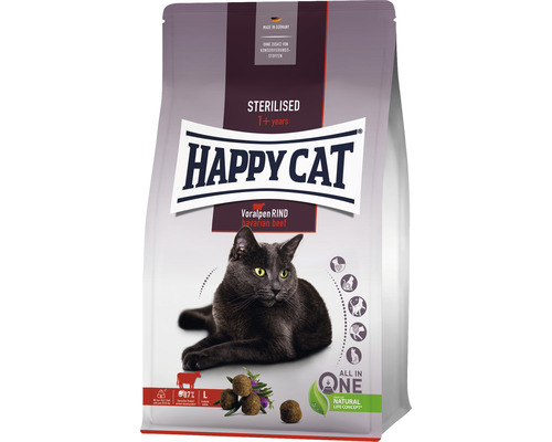 Croquettes pour chats, HAPPY CAT Sterilised Adult bœuf 300 g Happy Cat Sterilised 1+ ans Nourriture sèche au boeuf bavarois