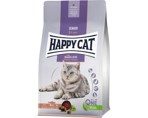 Croquettes pour chat HAPPY CAT Senior Saumon 300 g Happy Cat aliments secs saumon Atlantique pour chats seniors à partir de 8 ans