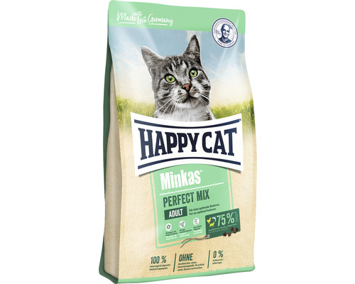 Croquettes pour chats, HAPPY CAT Minkas Perfect Mix 500 g Emballage de nourriture pour chat adulte Happy Cat Minkas Perfect Mix