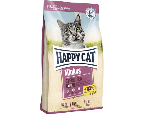 Croquettes pour chats, HAPPY CAT Minkas Sterilised Adult volaille 500 g