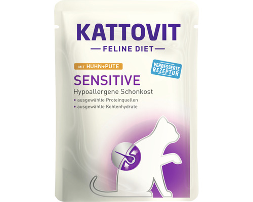 Katzenfutter nass KATTOVIT Sensitive mit Huhn & Pute 85 g