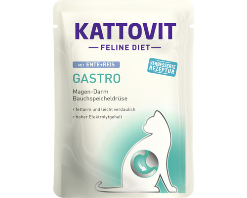 Pâtée pour chat KATTOVIT Gastro au canard & au riz 85 g