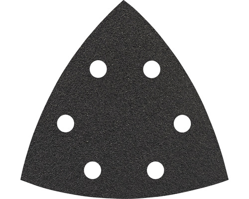 Feuille abrasive pour ponceuse triangulaire delta Bosch F355, 93x93x93 mm, grain 80, 6 trous, 50 pces