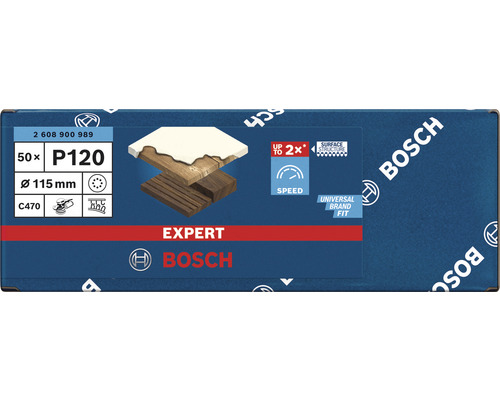 Bosch Expert Schleifpapier P120, 115 mm Durchmesser, 50 Stück