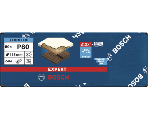 Bosch Expert Schleifpapier, Körnung P80, 115 mm Durchmesser, 50 Stück