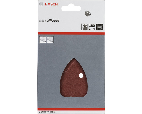Bosch Expert Holz Schleifblatt mit einer Körnung von 180 für Dreieckschleifer im 5er-Pack