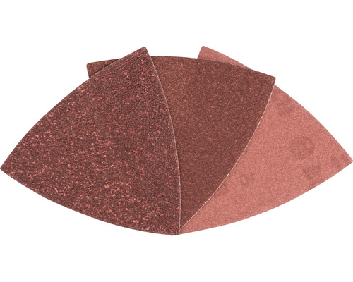 Feuille abrasive pour cale à poncer Bosch, 82x82x82 mm, grain 60/120/240, 6 trous, 6 pces