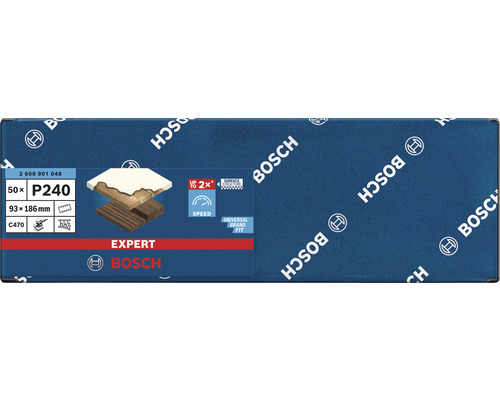 Packung Schleifpapier der Körnung P240, 50 Stück, Größe 93 mal 186 Millimeter