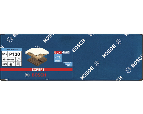 Papier abrasif Bosch Expert P120, 50 pièces, 93x186mm