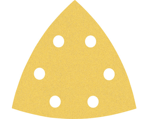 Feuille abrasive pour ponceuse triangulaire delta Bosch Expert for Wood and Paint, 93x93x93 mm, grain 120, 6 trous, 50 pces