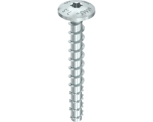 Ancrage pour rail de montage HECO Multi-Monti-plus MS tête bombée plate filetage complet 7,5x60 mm bleu galvanisé 50 pièces Vis à bois avec tête fraisée et empreinte Torx