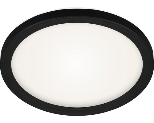Plafonnier LED métal/plastique 12W 1400 lm 4000 K blanc neutre rétroéclairage hxØ 28x190 mm Slim rond noir