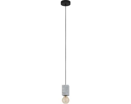 Suspension 1 ampoule hxØ 110x7 cm noir/gris